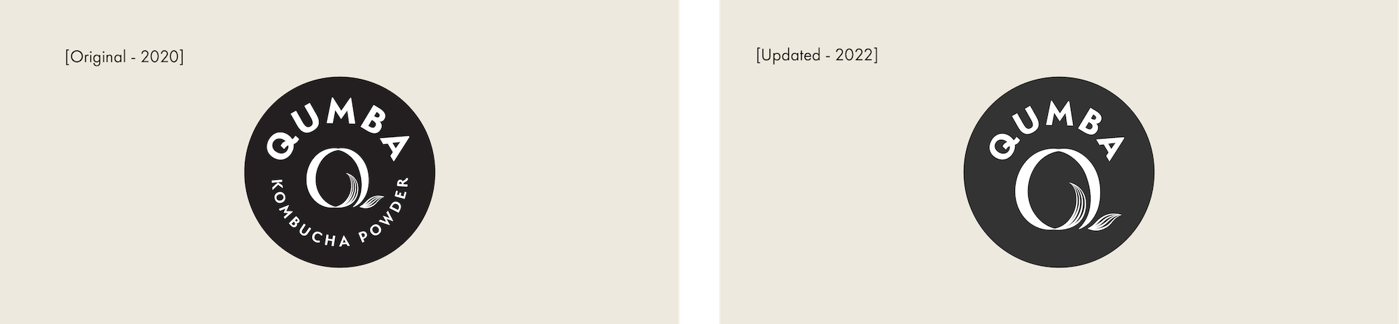 Qumba logo comparison — Original 2020 vs Updated 2022